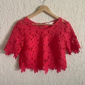 ASTR the Label Floral Eyelet Crop Top - XS